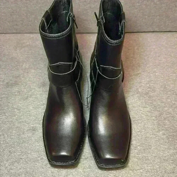 Indigo Rd. Western Silver Harness Black Boot Side Zip Heeled Platform Sz 8.5 - Picture 3 of 13